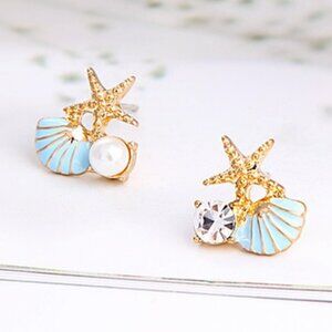 Starfish Shell Shaped Stud Earrings